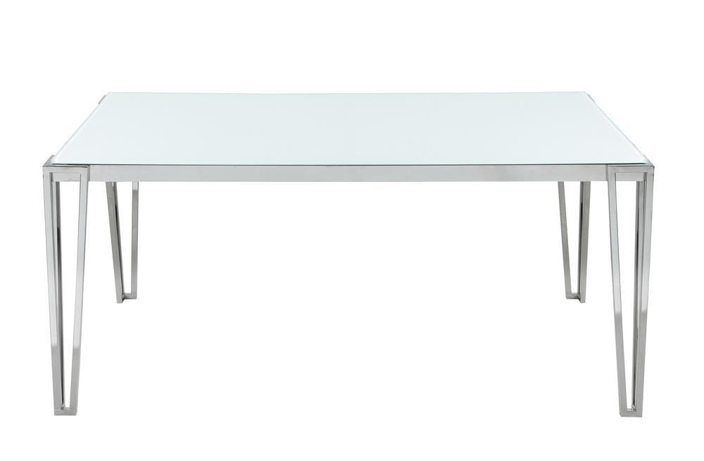 Pauline Rectangular Dining Table with Metal Leg White and Chrome - LasVegasFurnitureOnline.com