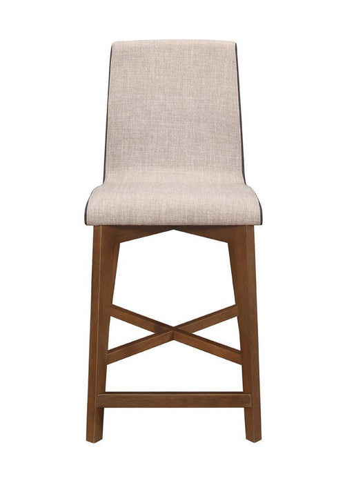 Logan Upholstered Counter Height Stools Light Grey and Natural Walnut (Set of 2) - LasVegasFurnitureOnline.com