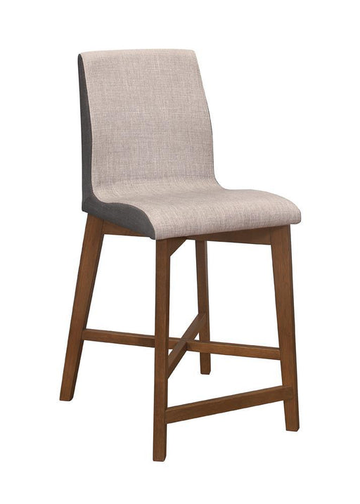 Logan Upholstered Counter Height Stools Light Grey and Natural Walnut (Set of 2) - LasVegasFurnitureOnline.com