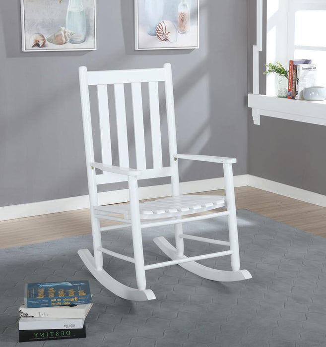 Annie Slat Back Wooden Rocking Chair White - LasVegasFurnitureOnline.com