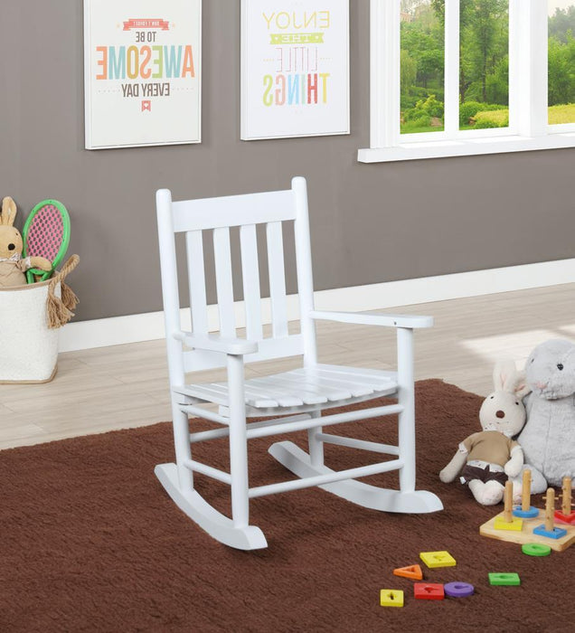 Annie Slat Back Youth Rocking Chair White - LasVegasFurnitureOnline.com