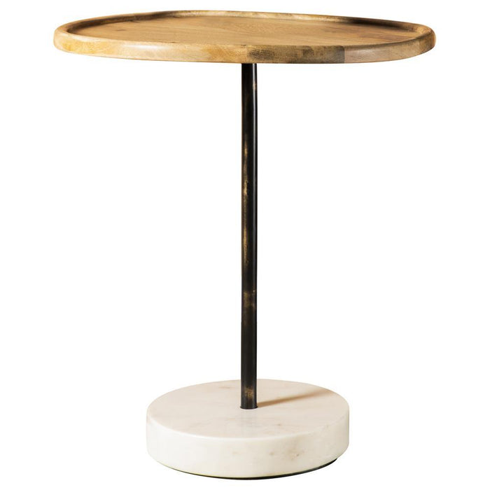 Ginevra Round Wooden Top Accent Table Natural and White - LasVegasFurnitureOnline.com