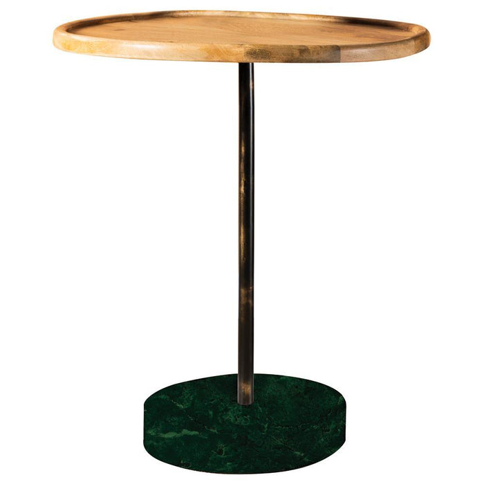 Ginevra Round Marble Base Accent Table Natural and Green - LasVegasFurnitureOnline.com