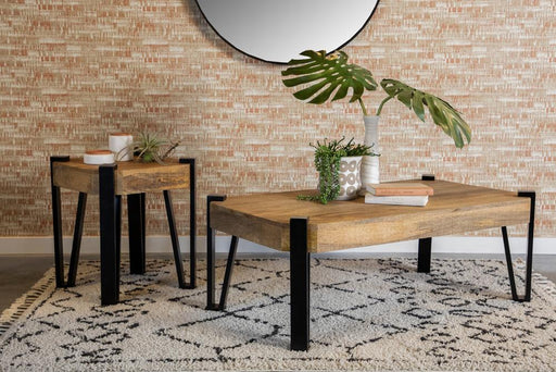 Winston Wooden Square Top End Table Natural and Matte Black - LasVegasFurnitureOnline.com