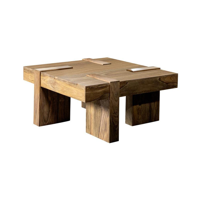 Samira Wooden Square Coffee Table Natural Sheesham - LasVegasFurnitureOnline.com