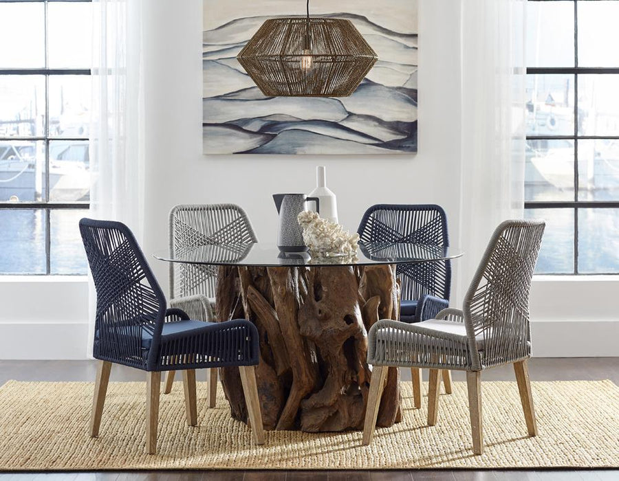 Nakia Woven Rope Dining Chairs Dark Navy (Set of 2) - LasVegasFurnitureOnline.com