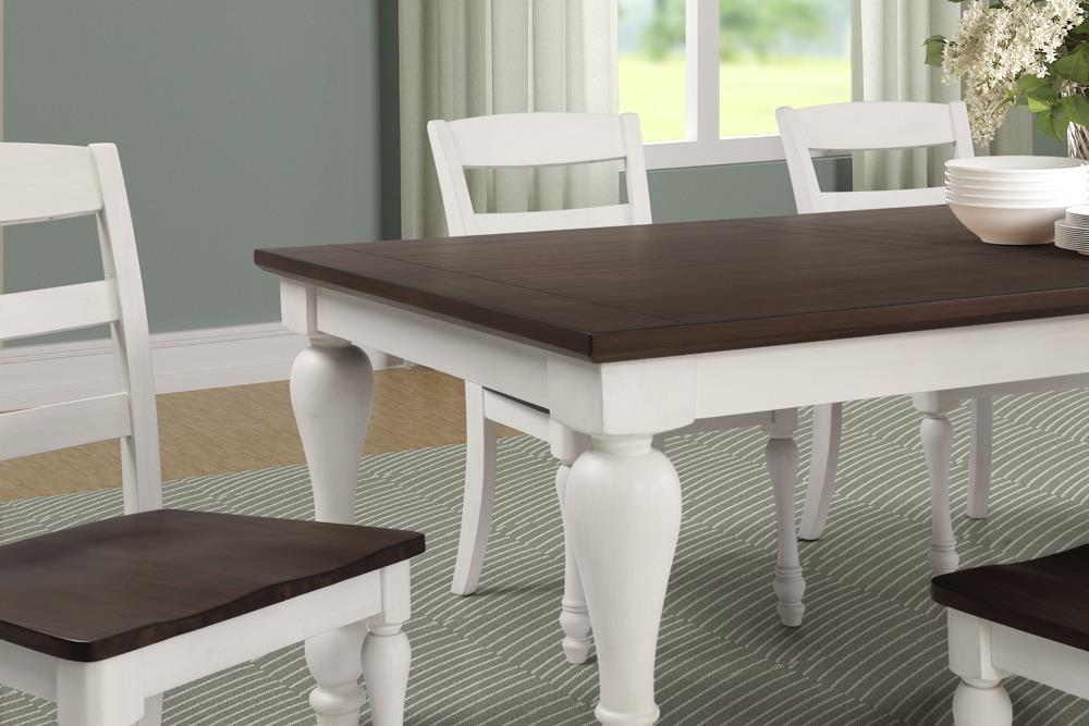 Madelyn Dining Table with Extension Leaf Dark Cocoa and Coastal White - LasVegasFurnitureOnline.com