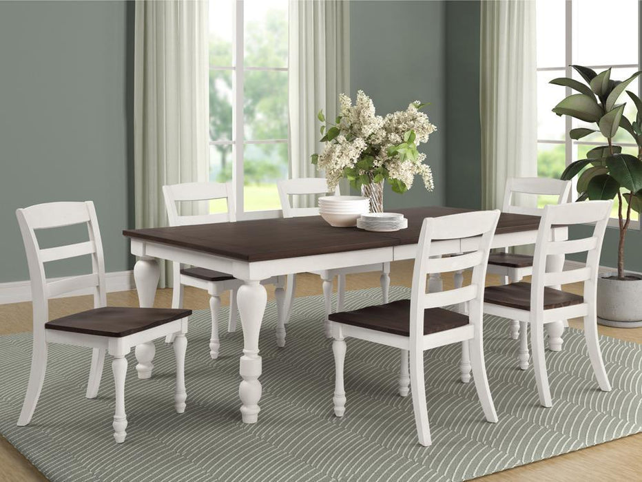 Madelyn Dining Table with Extension Leaf Dark Cocoa and Coastal White - LasVegasFurnitureOnline.com