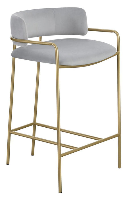 Comstock Upholstered Low Back Stool Grey and Gold - LasVegasFurnitureOnline.com