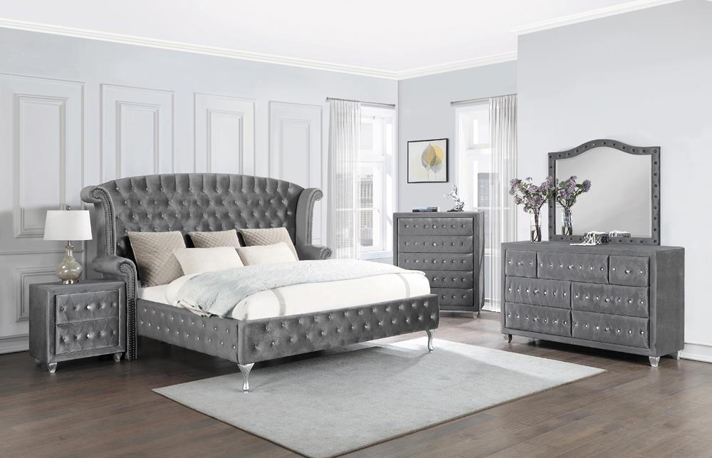 Deanna Queen Tufted Upholstered Bed Grey - LasVegasFurnitureOnline.com