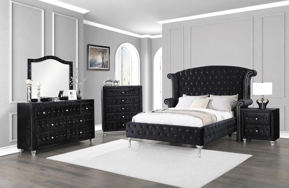 Deanna California King Tufted Upholstered Bed Black - LasVegasFurnitureOnline.com