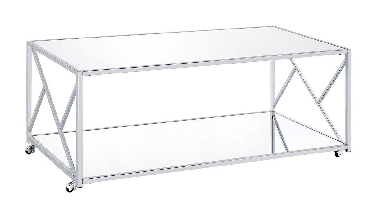 Provins 3-piece Occasional Table Set Clear Mirror and Chrome - LasVegasFurnitureOnline.com