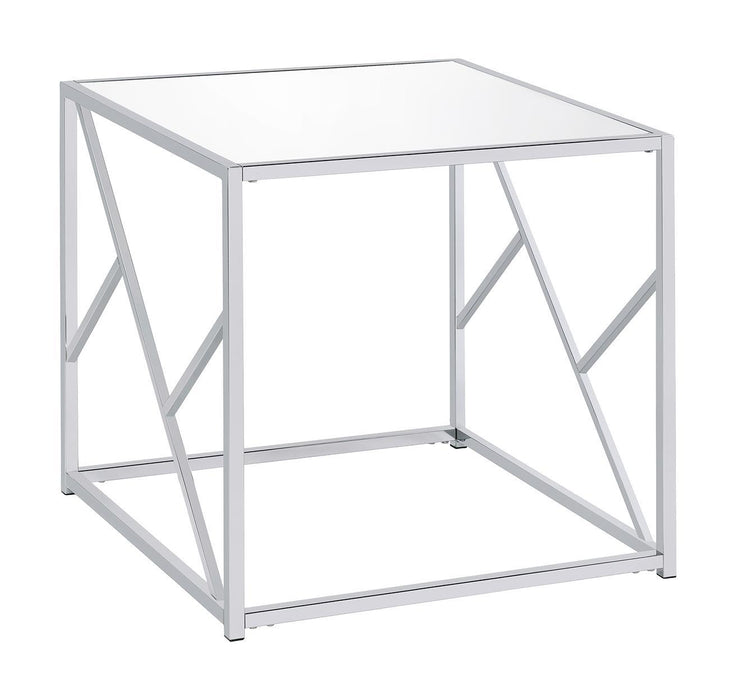 Provins 3-piece Occasional Table Set Clear Mirror and Chrome - LasVegasFurnitureOnline.com