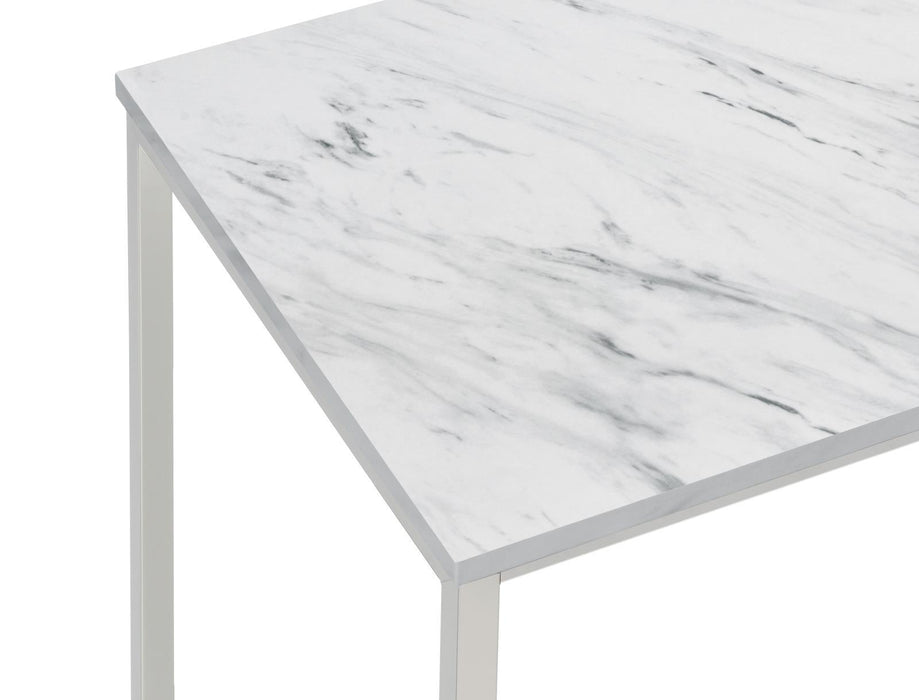 Leona Coffee Table with Casters White and Satin Nickel - LasVegasFurnitureOnline.com