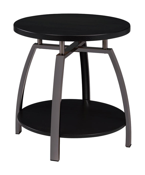 Dacre Round End Table Dark Grey and Black Nickel - LasVegasFurnitureOnline.com