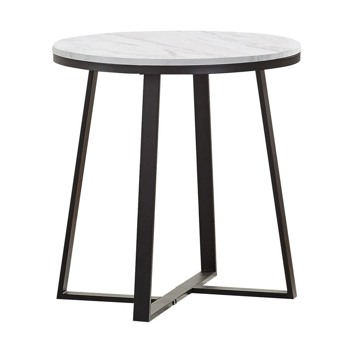 Hugo Metal Base Round End Table White and Matte Black - LasVegasFurnitureOnline.com