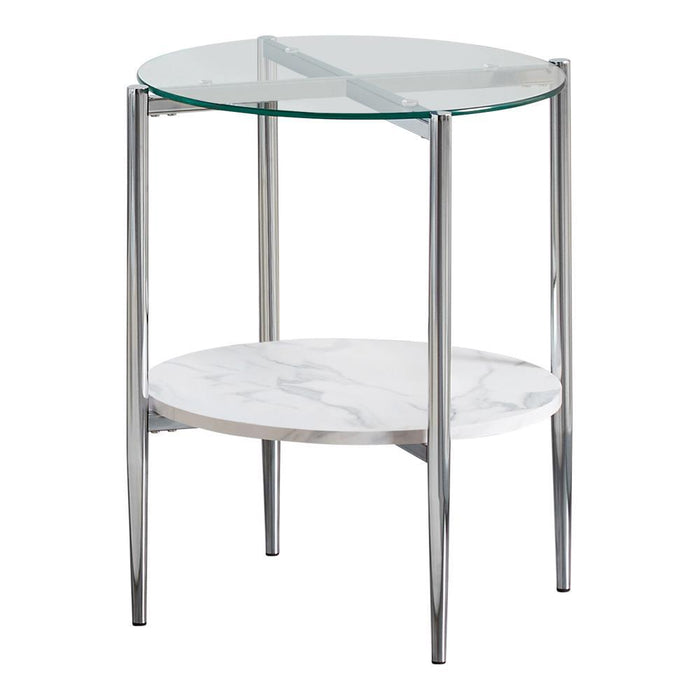 Cadee Round Glass Top End Table Clear and Chrome - LasVegasFurnitureOnline.com