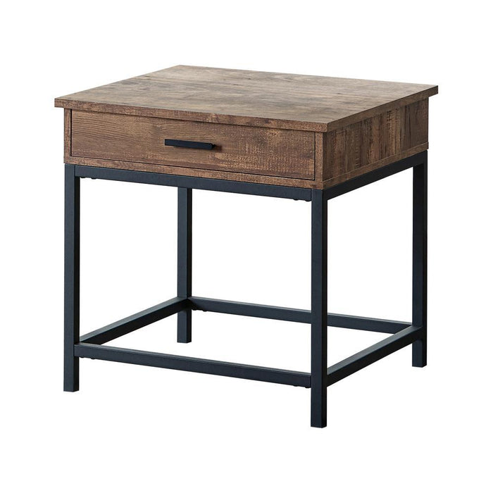 Byers Square 1-drawer End Table Brown Oak and Sandy Black - LasVegasFurnitureOnline.com