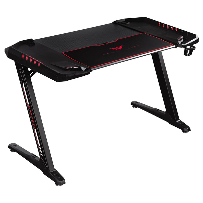 Ardsley Z-framed Gaming Desk with LED Lighting Black - LasVegasFurnitureOnline.com