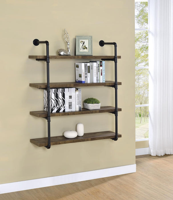 Elmcrest 40-inch Wall Shelf Black and Grey Driftwood - LasVegasFurnitureOnline.com