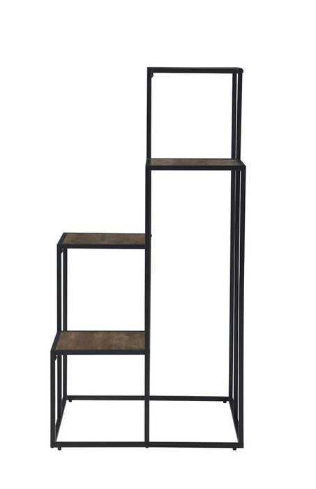 Rito 4-tier Display Shelf Rustic Brown and Black - LasVegasFurnitureOnline.com