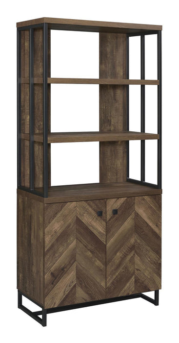 Millbrook 2-door Bookcase Rustic Oak Herringbone and Gunmetal - LasVegasFurnitureOnline.com