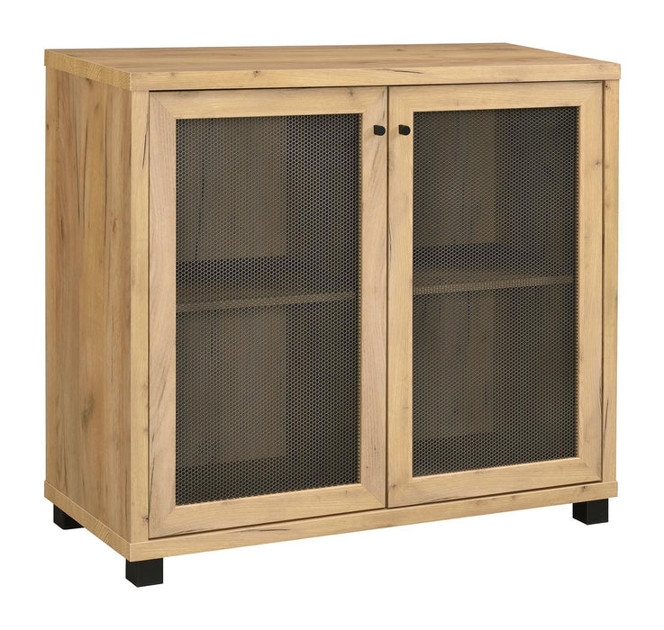 Mchale Accent Cabinet with Two Mesh Doors Golden Oak - LasVegasFurnitureOnline.com