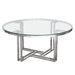 DEKO Polished Stainless Steel Round Cocktail Table w/ Clear, Tempered Glass Top by Diamond Sofa - LasVegasFurnitureOnline.com