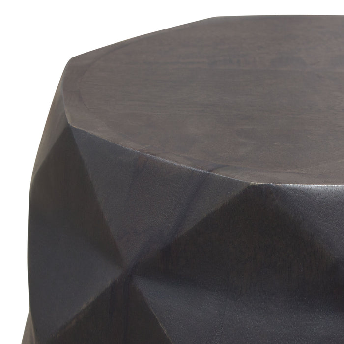 Fig Solid Mango Wood Accent Table in Grey Finish w/ Geometric Motif by Diamond Sofa - LasVegasFurnitureOnline.com