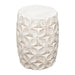 Fig Solid Mango Wood Accent Table in Distressed White Finish w/ Leaf Motif by Diamond Sofa - LasVegasFurnitureOnline.com