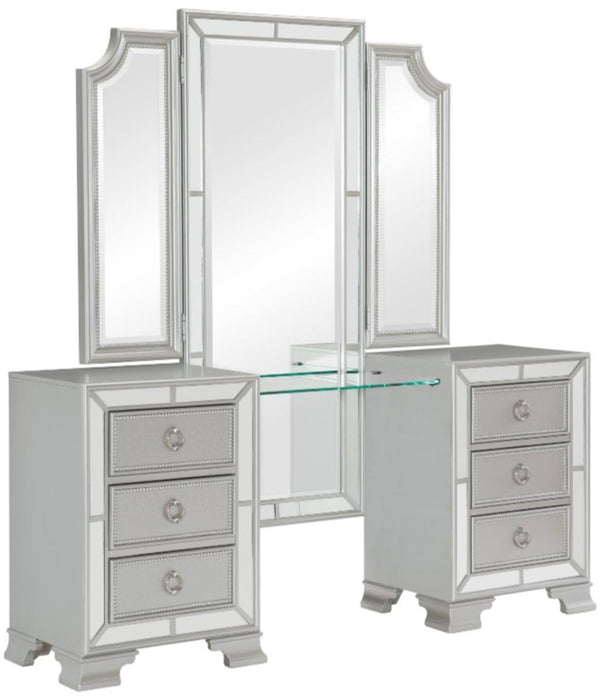 Homelegance Avondale Vanity Dresser with Mirror in Silver 1646-15 - LasVegasFurnitureOnline.com