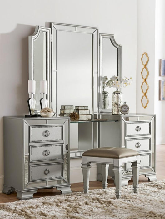 Homelegance Avondale Vanity Dresser with Mirror in Silver 1646-15 - LasVegasFurnitureOnline.com