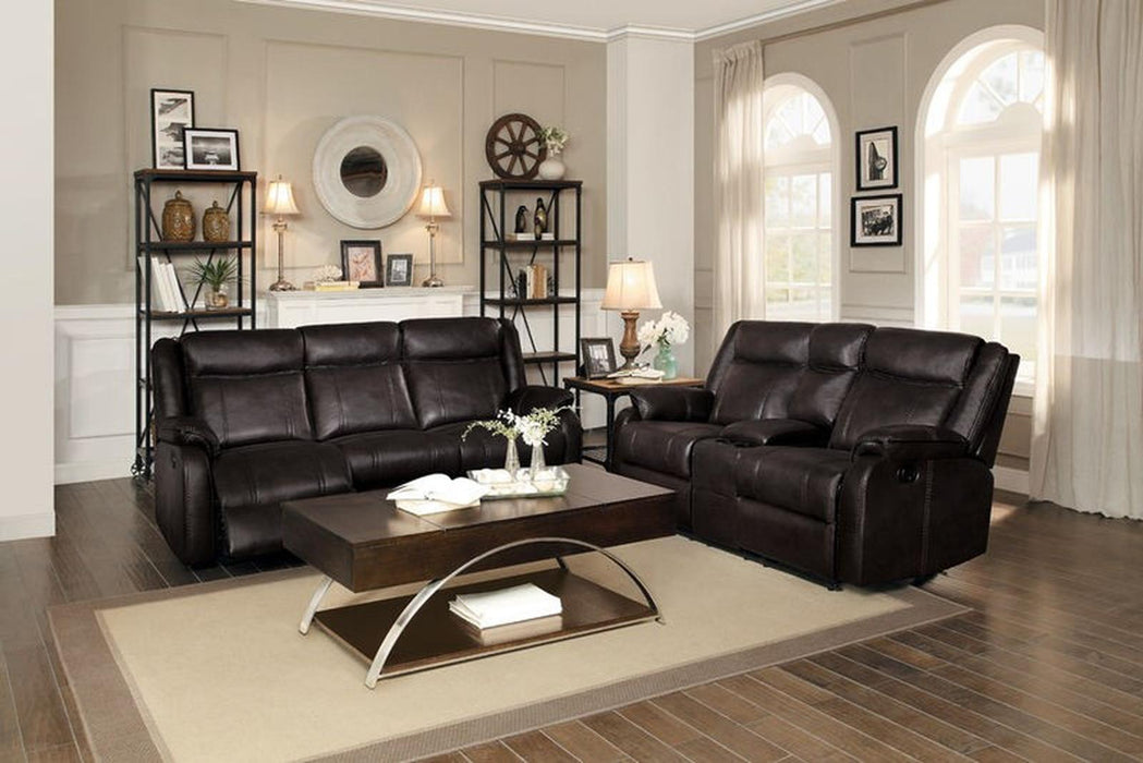 Homelegance Furniture Jude Double Glider Recliner Loveseat in Brown 8201BRW-2 - LasVegasFurnitureOnline.com