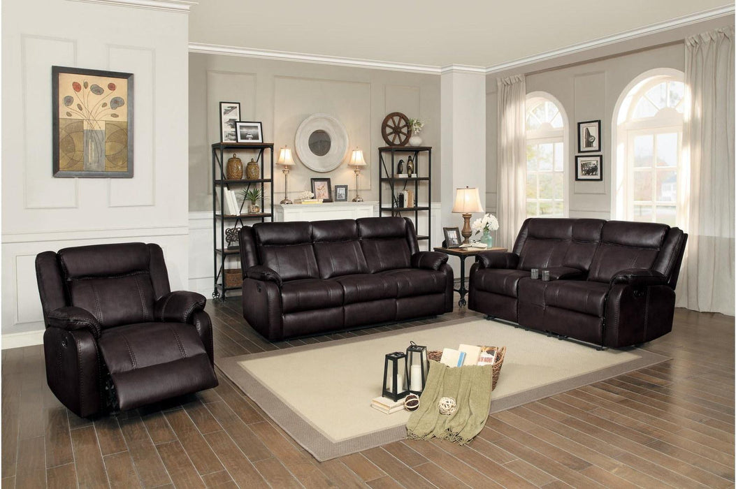 Homelegance Furniture Jude Double Glider Recliner Loveseat in Brown 8201BRW-2 - LasVegasFurnitureOnline.com