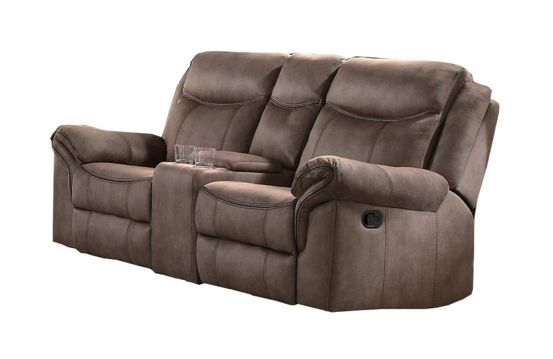 Homelegance Furniture Aram Double Glider Reclining Loveseat in Dark Brown 8206NF-2 - LasVegasFurnitureOnline.com