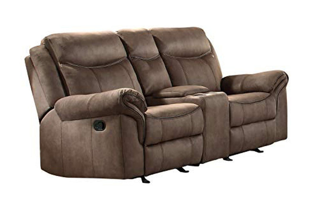 Homelegance Furniture Aram Double Glider Reclining Loveseat in Dark Brown 8206NF-2 - LasVegasFurnitureOnline.com