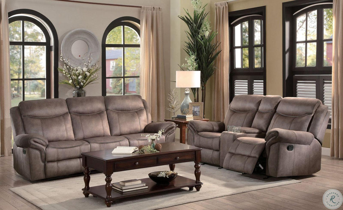 Homelegance Furniture Aram Double Glider Reclining Loveseat in Dark Brown 8206NF-2