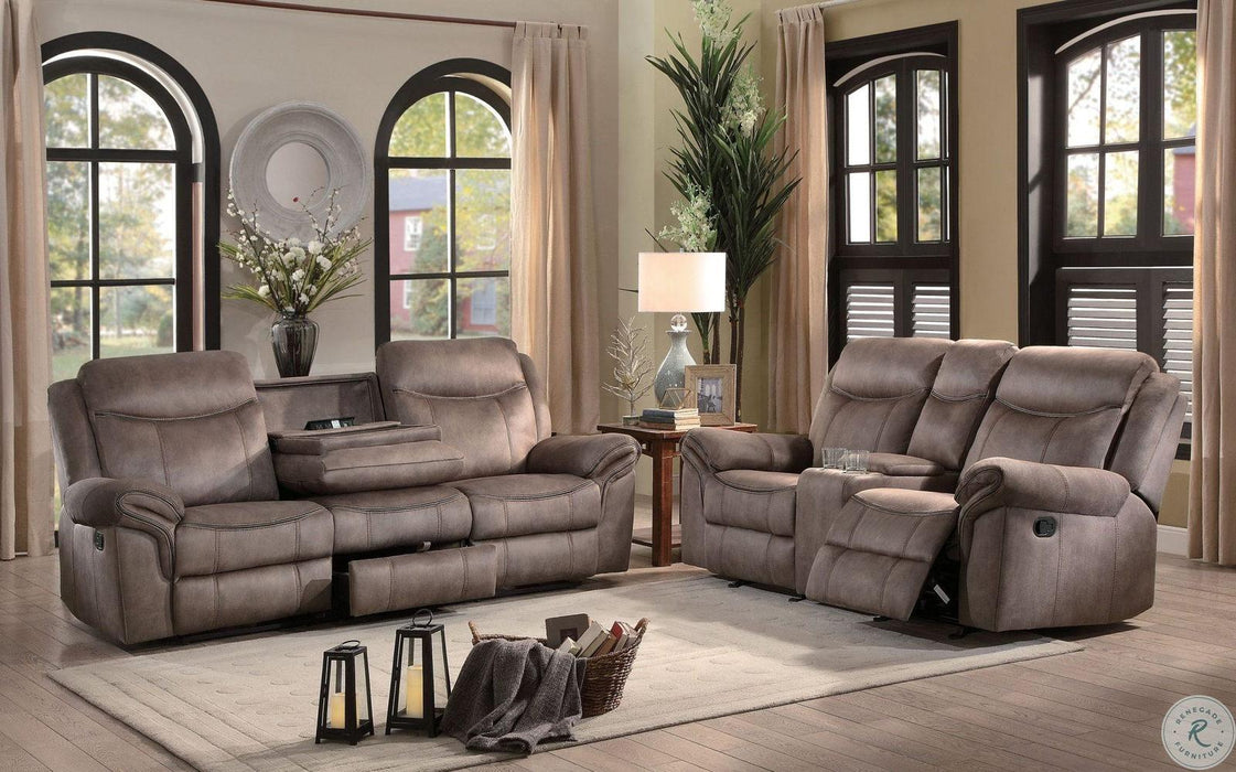 Homelegance Furniture Aram Double Glider Reclining Loveseat in Dark Brown 8206NF-2 - LasVegasFurnitureOnline.com