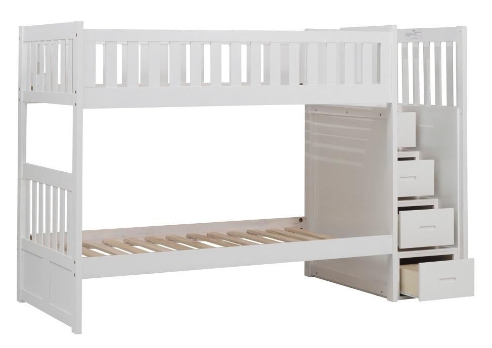 Homelegance Galen Bunk Bed w/ Reversible Step Storage in White B2053SBW-1* - LasVegasFurnitureOnline.com