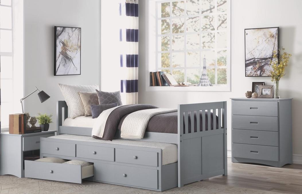 Homelegance Orion Twin/Twin Trundle Bed w/ 2 Storage in Gray B2063PR-1* - LasVegasFurnitureOnline.com