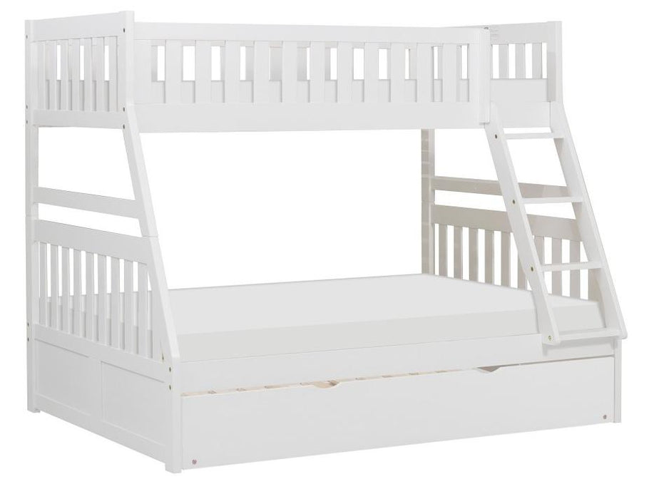 Homelegance Galen Twin/Full Bunk Bed w/ Twin Trundle in White B2053TFW-1*R - LasVegasFurnitureOnline.com