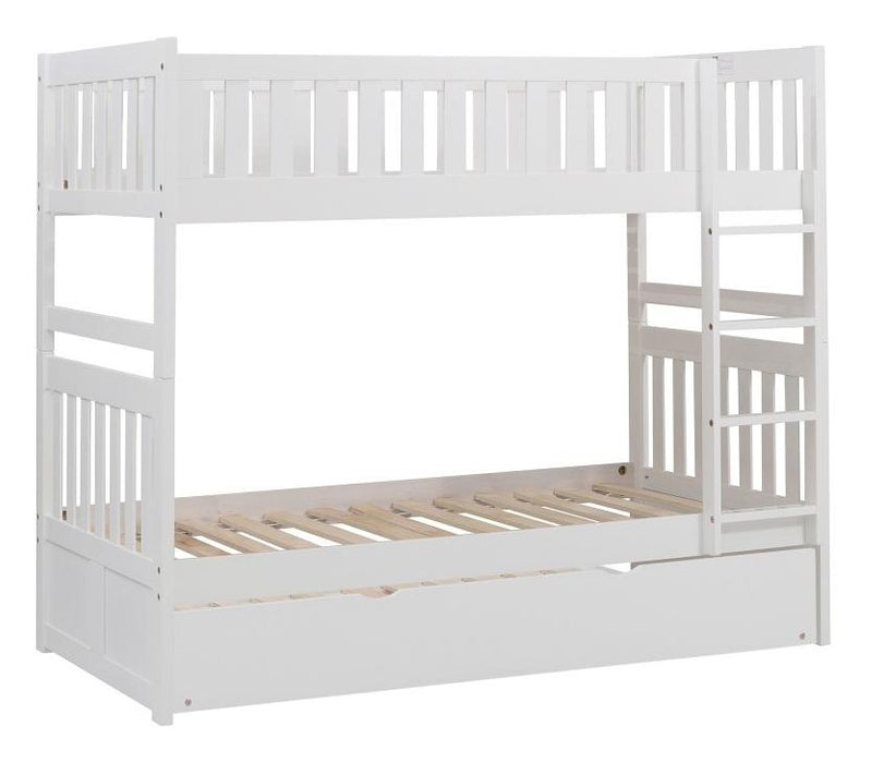 Homelegance Galen Twin/Twin Bunk Bed w/ Twin Trundle in White B2053W-1*R - LasVegasFurnitureOnline.com