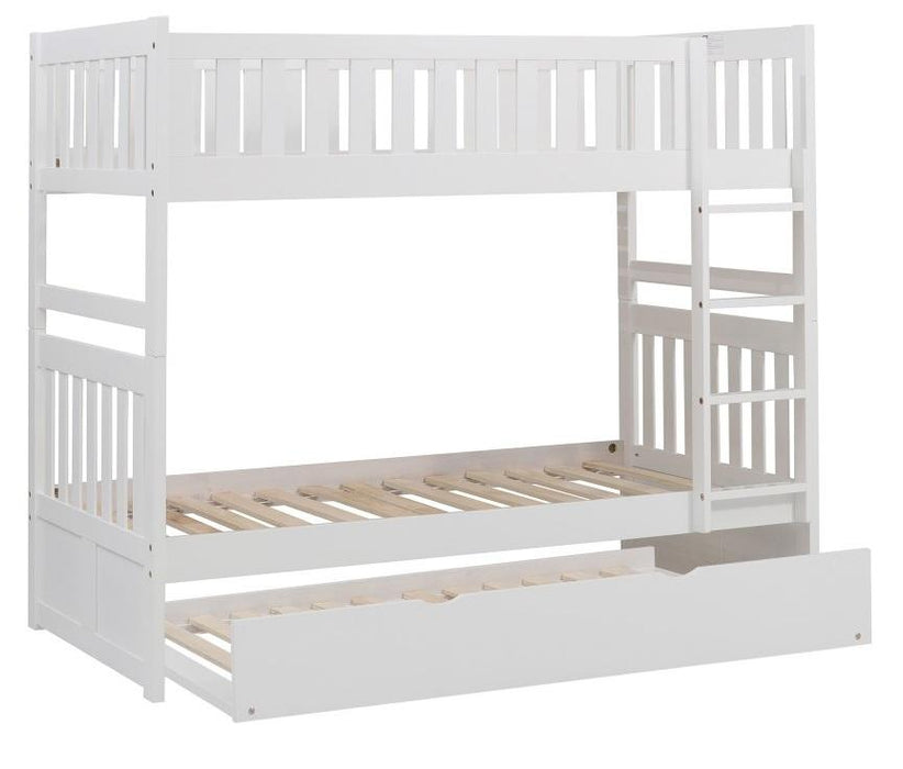 Homelegance Galen Twin/Twin Bunk Bed w/ Twin Trundle in White B2053W-1*R - LasVegasFurnitureOnline.com