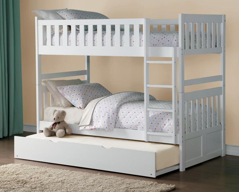 Homelegance Galen Twin/Twin Bunk Bed w/ Twin Trundle in White B2053W-1*R - LasVegasFurnitureOnline.com