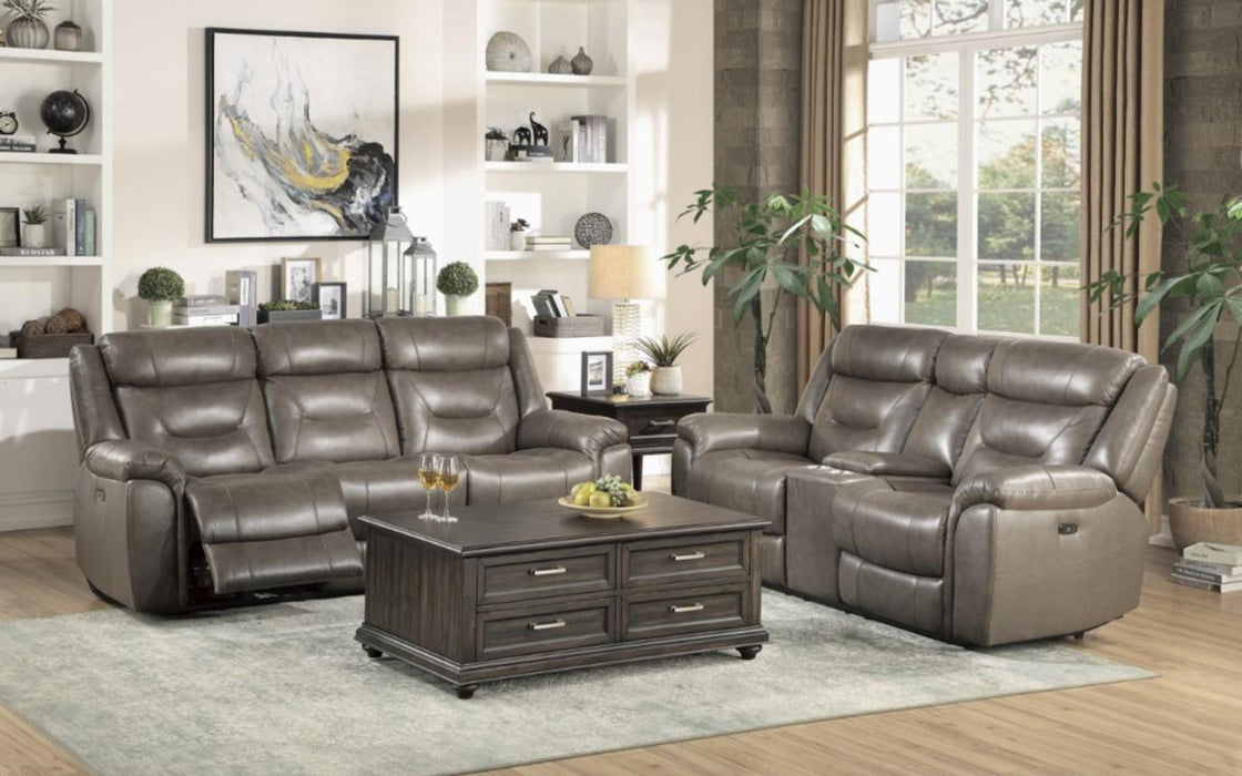 Homelegance Furniture Danio Power Double Reclining Loveseat with Power Headrests in Brownish Gray 9528BRG-2PWH - LasVegasFurnitureOnline.com