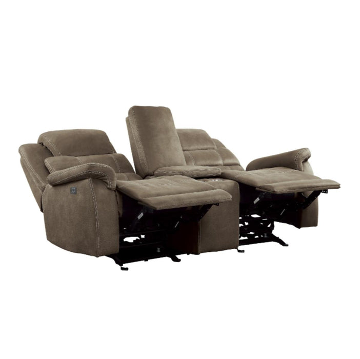 Homelegance Furniture Shola Double Reclining Loveseat in Chocolate - LasVegasFurnitureOnline.com