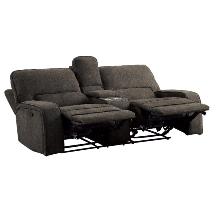 Homelegance Furniture Borneo Double Glider Reclining Loveseat in Chocolate - LasVegasFurnitureOnline.com