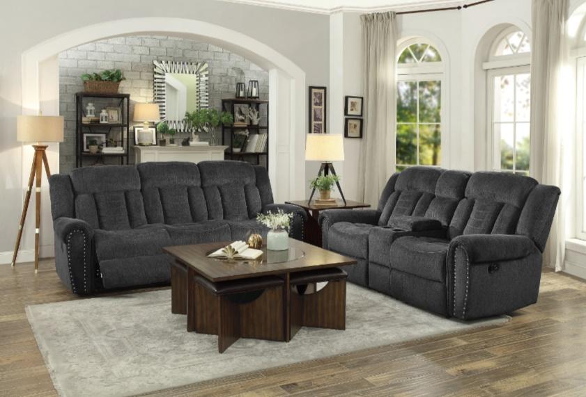 Homelegance Furniture Nutmeg Double Reclining Loveseat in Charcoal Gray 9901CC-2 - LasVegasFurnitureOnline.com