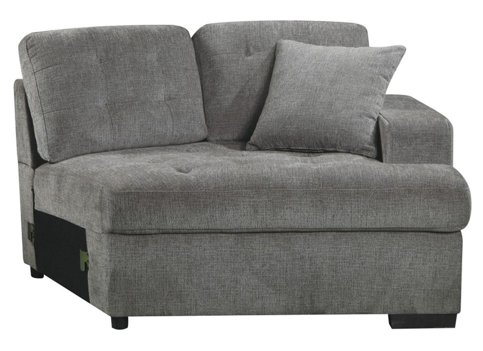 Homelegance Furniture Logansport Right Side Cuddler with 1 Pillow in Gray 9401GRY-RU - LasVegasFurnitureOnline.com