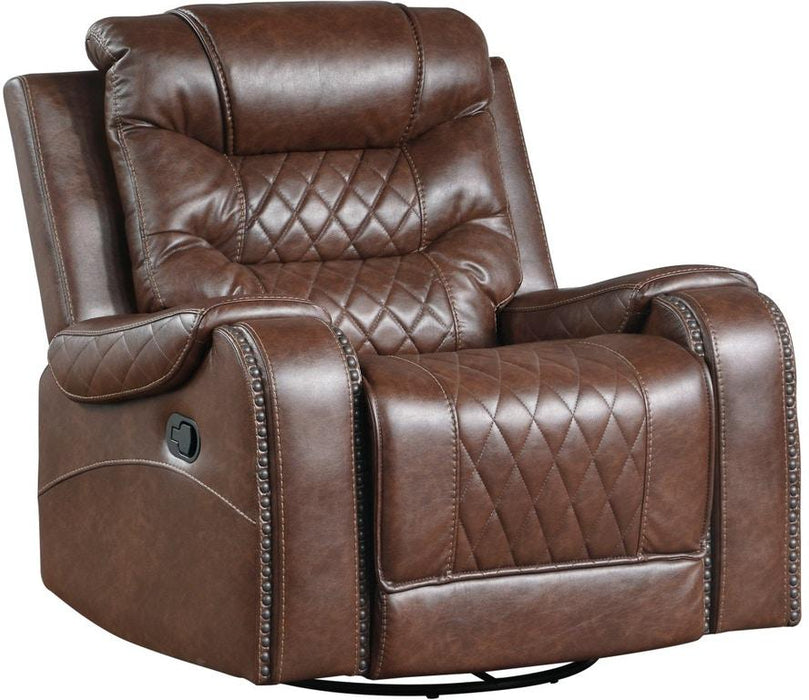 Homelegance Furniture Putnam Swivel Glider Reclining Chair in Brown 9405BR-1 - LasVegasFurnitureOnline.com